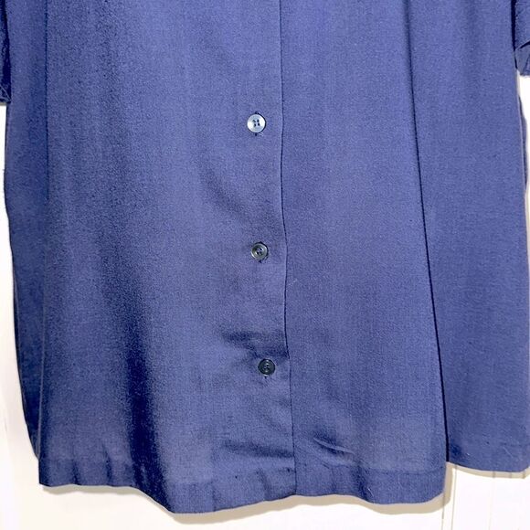 Vintage 70s/80s Navy Blue Button-Up Short Sleeve Shirt - Picture 3 of 7
